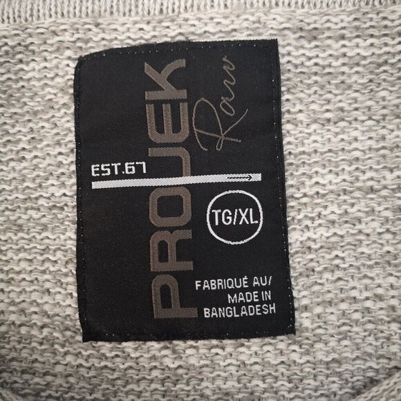 Projek Raw Men's Size XL Light Grey Straight loose Fit Round Neck Sweater - Picture 3 of 9
